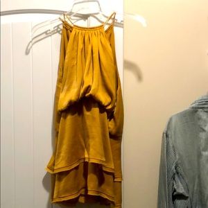 BCBG Maxazria gold strapless top